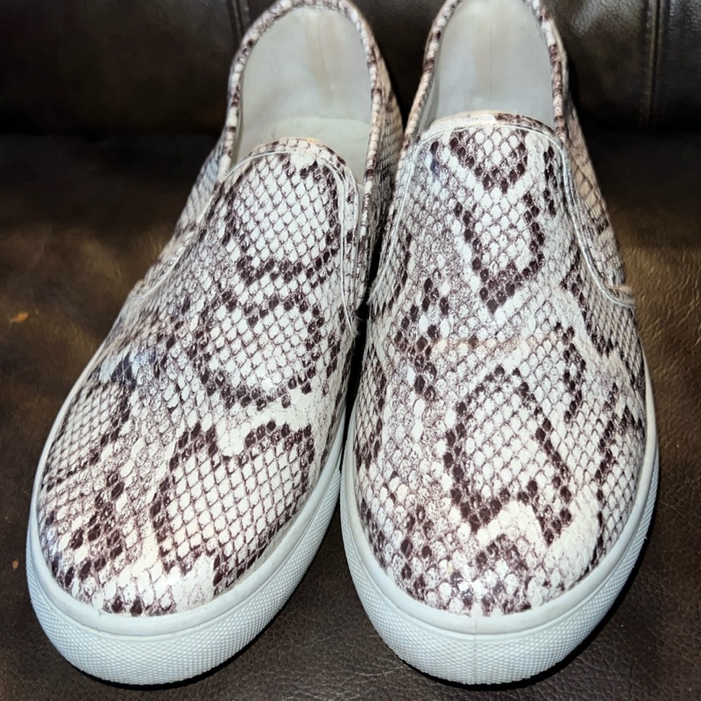 Snake print slip on shoes